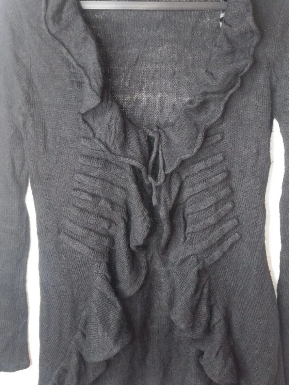 Xtaren Black Waterfall Long Cardigan Sweater S